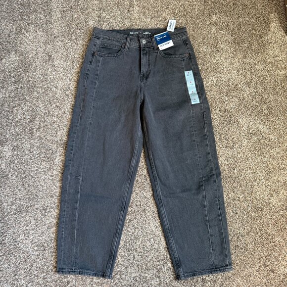 NWT!  Old Navy High-Waisted Barrel Ankle Jeans, Size 6R, Grey Wash - Picture 4 of 10